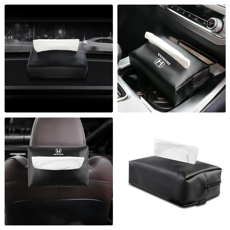 Car Tissue Box Leather Tissue Holder SunVisor Seat Back For Honda Civic FIT Accord Prelude CRV 5th City CRZ CRX Jazz HRV Pilot OM4
