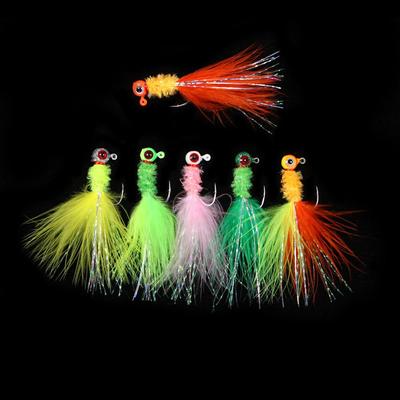 6 STÜCKE 6 Farben Marabou Crappie Jigkopf Haken Eisfischen Panfish Sonnenfisch Forelle Walleye Angelköder Haken
