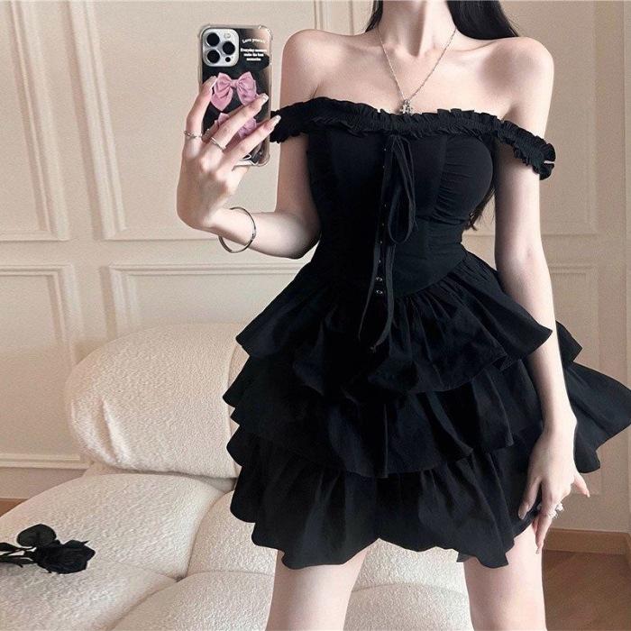 French black suspender dress children spring and summer 2026 new Hepburn style princess tutu dress summer S чёрный
