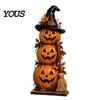 Reusable Wooden Holiday Crafts Farmhouse Halloween Tabletop Decorations, Table Topper Signs, Spooky Seasonal Home Accents Pumpkin Ghost Tiered