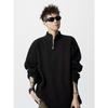 Men's High-Neck Half-Zip Loose Knit Sweater - Retro Style, Solid Color, Versatile for Autumn/Winter.