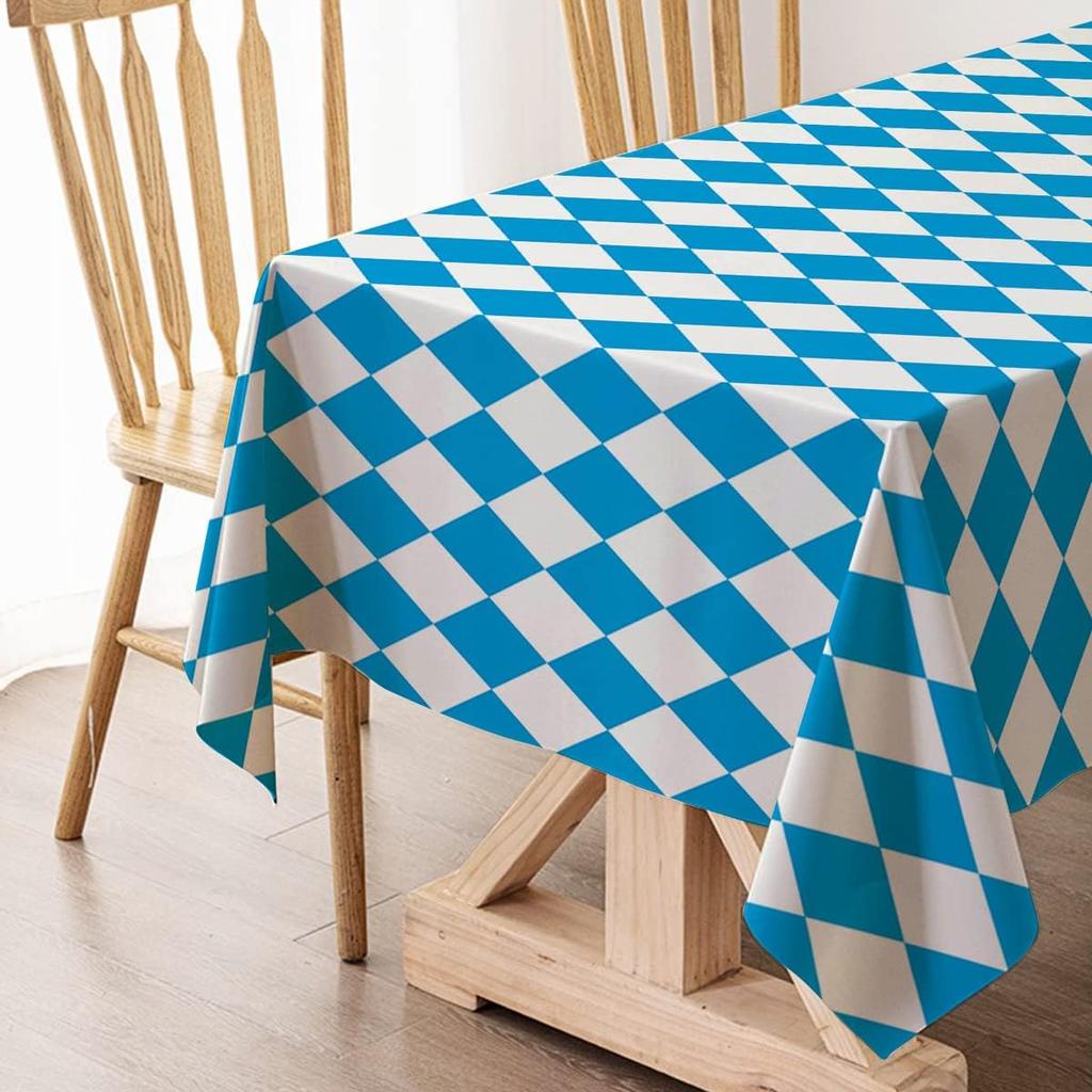 Blue Bavarian Flag Check Oktoberfest Rectangle Tablecloth for Table Decor Reusable Kitchen Dining Tablecloth Party Decor