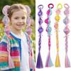 2PCS Colorful Wig Ponytail Handmade Colorful Braided Hair Ties Children's Wig Braids Costume Party