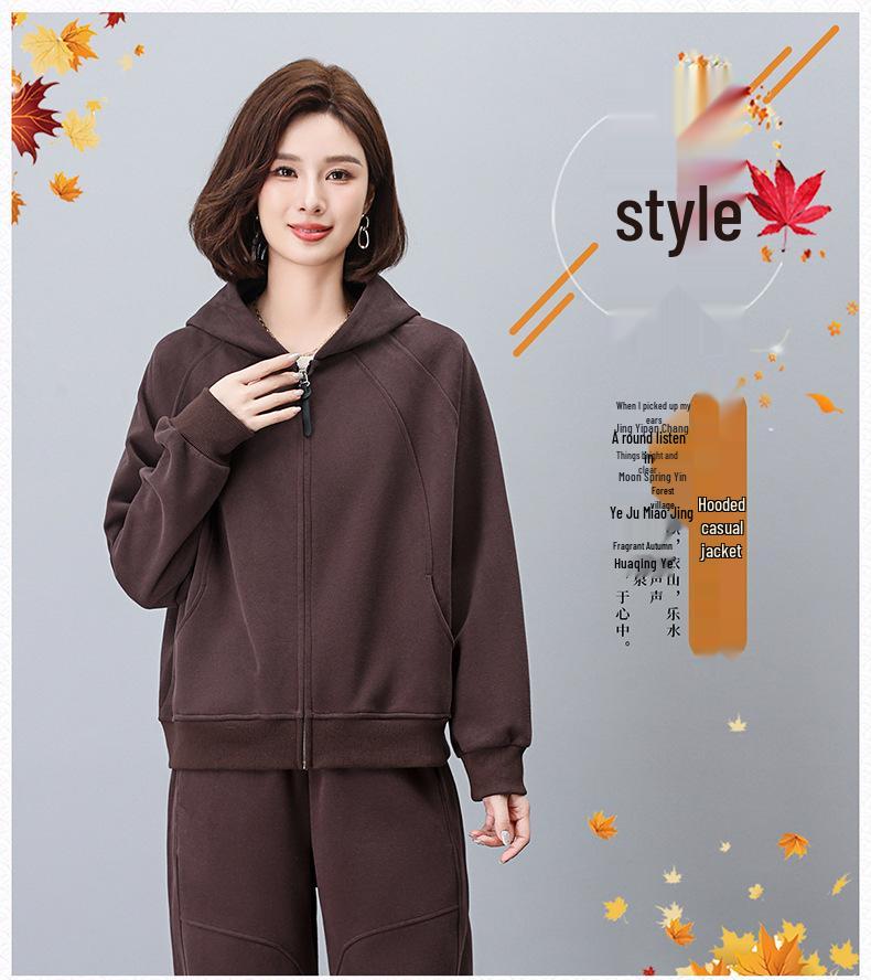 Damen 2024 Herbst Kapuzenstrickjacke für mittleres Alter: Locker, Schlankmachend, Warmes Sweatshirt Casual Oberteil