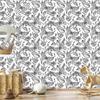 Wallpaper Black and White Roses with Butterflies for Living Room and Bedroom 50x1000