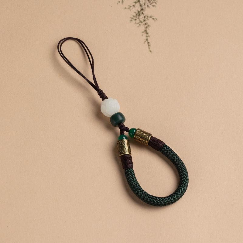 Sturdy Anti-Drop Bodhi Lotus Phone Lanyard with Finger Ring & USB Flash Drive Pendant - Universal for Men & Women