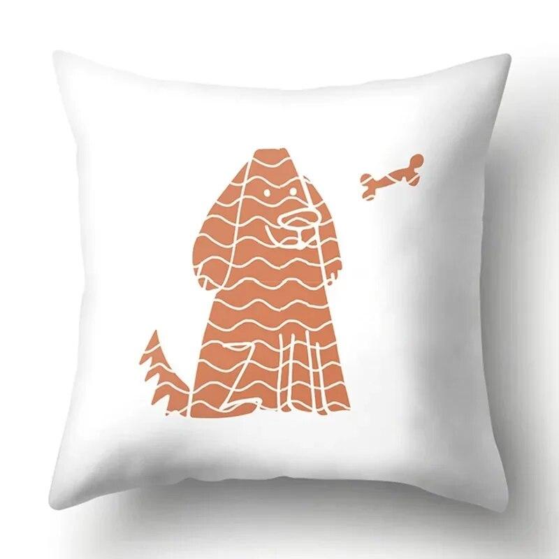 Simple Plaid Animal Pillowcase Puppy Cat Giraffe Pillowcase Children's Room Home Decoration Living Room Sofa Cushion Cover