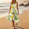Women Sleeveless Casual Floral Print Dress Round Neck Irregular Hem Mid Length Summer Dress Lightweight Comfortable