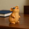 Wood Carved Zodiac Mouse Statuette Cute Animal Figurine Sculpture Hamster Statue  Office
