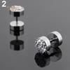 SP 2 Pcs Men Barbell Punk Stainless Steel Crystal Stone Ear Stud Earrings Jewelry Trinket