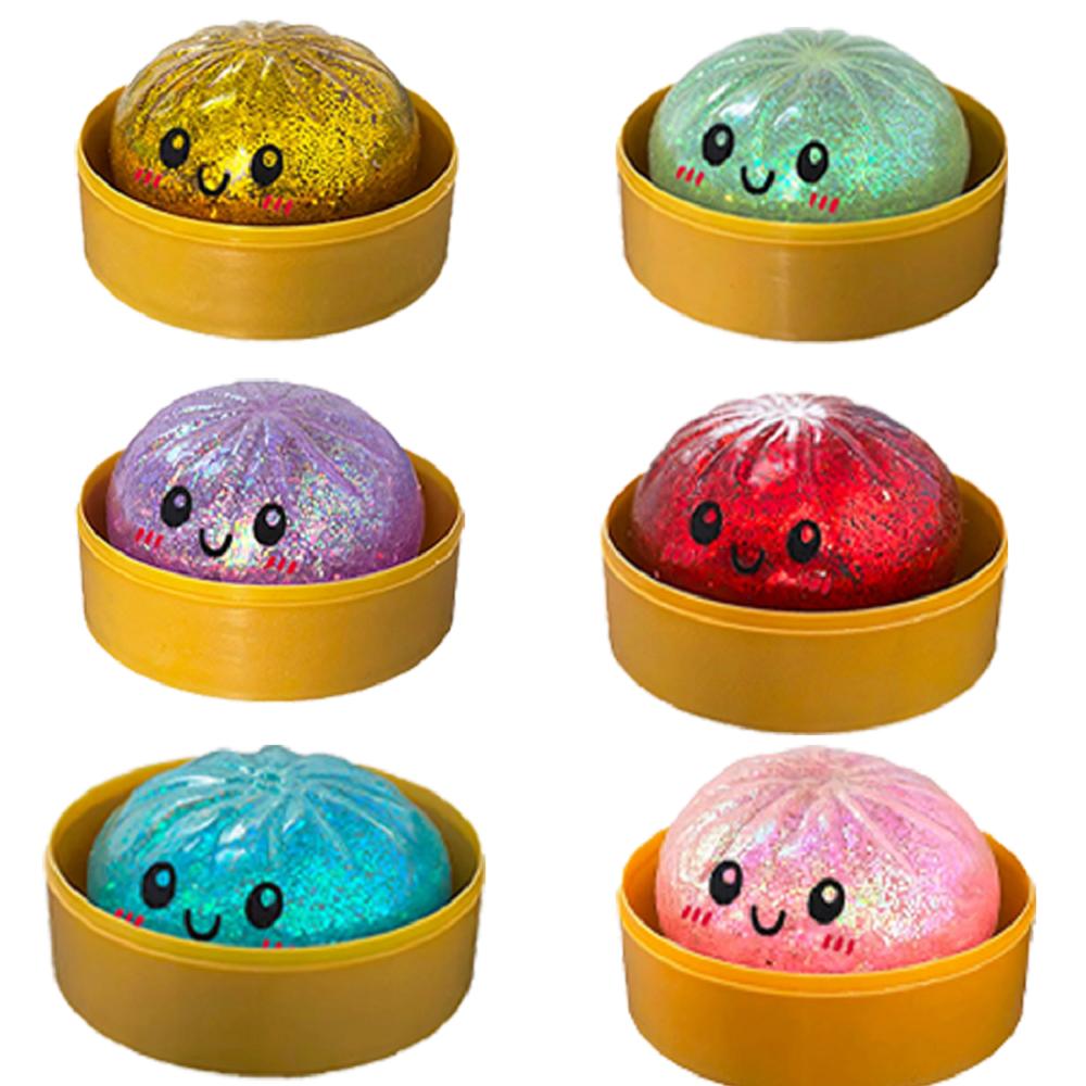 Simulation Dumpling Squeezable Toys Squishy Colorful Glitter Anti Stress Stress-relieving Toy