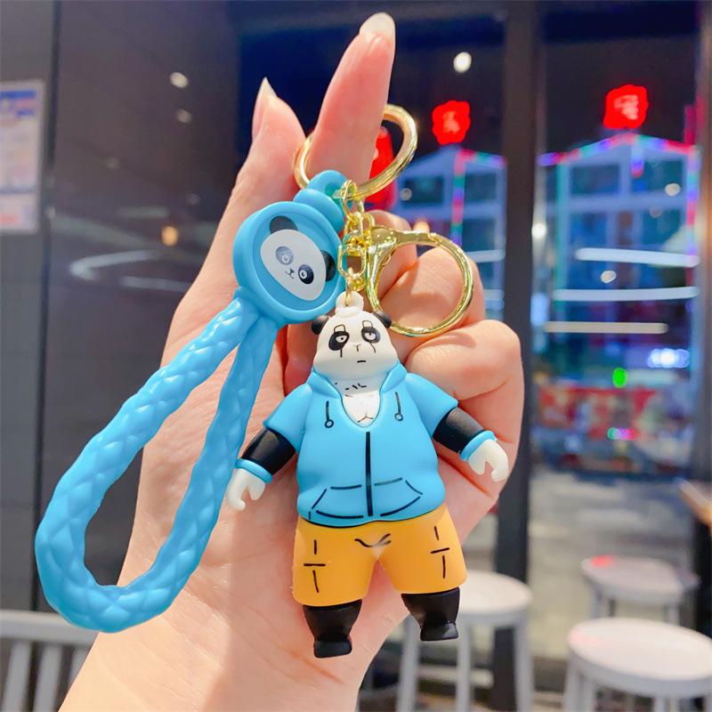 Chaoplay Creative Guochao Panda Family Three-dimensional Keychain Bag Pendant Car Keychain Gift Toy