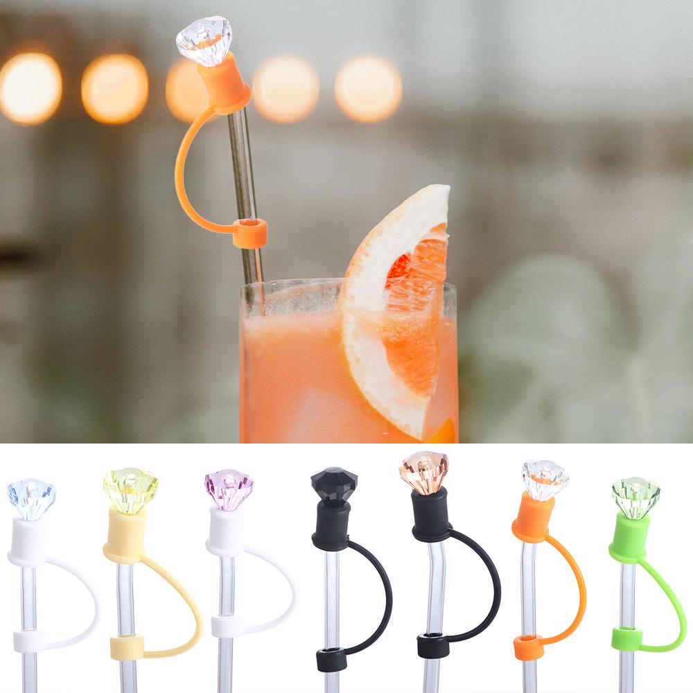Tassen Zubehör 10mm Strohhalm Spitzen Abdeckungen Diamant Form Wiederverwendbare Trinkhalme Stopfen Silikon Niedlich Trinkhalm Staubkappe Küche