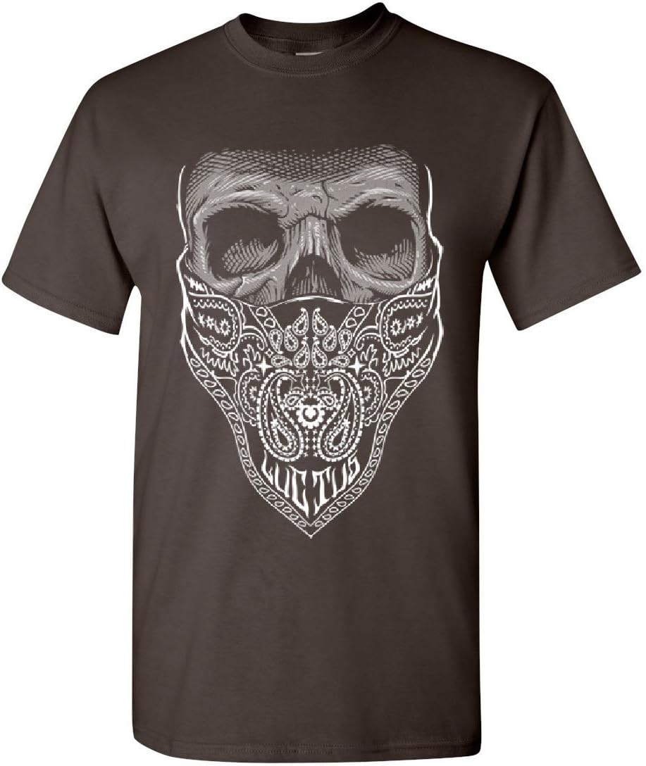 Bandana Skull T-Shirt Badass Gangsta Swag Dead Tee Shirt S