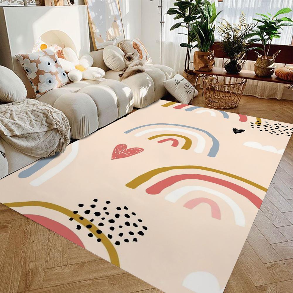 Kawaii Rainbow Pattern Carpet for Children's Room Cute Area Rug Home Decoration Non-slip Doormat Bedside Floor Washable Mat