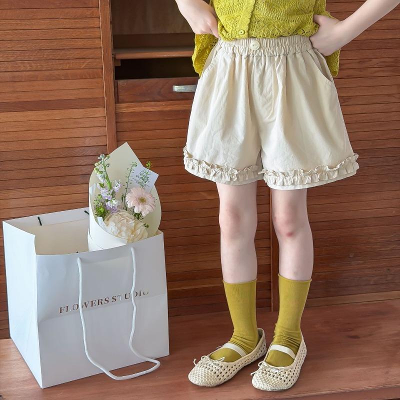 Sweet Forest Style Lace Trim 100 Cotton Cute Summer Casual Girls Shorts 100cm