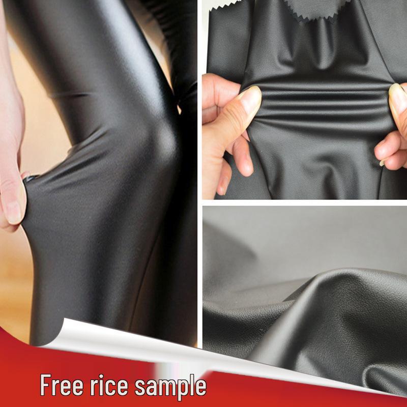 Imitación Cuero PU Tejido de Punto Elástico para Leggings Laminados de Seda de Leche
