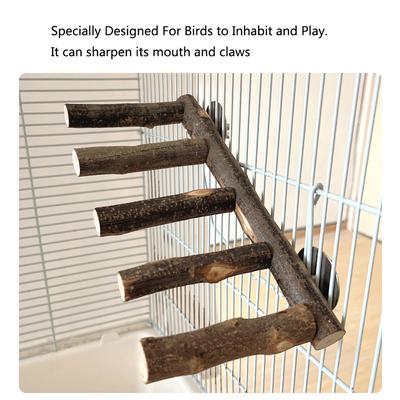 Natural Apple Tree Wood Pet Parrot Raw Wood 4/5/7 Ladders Stand Rack Squirrel Bird Hamster Branch Perches Chew Bite Toys Stick
