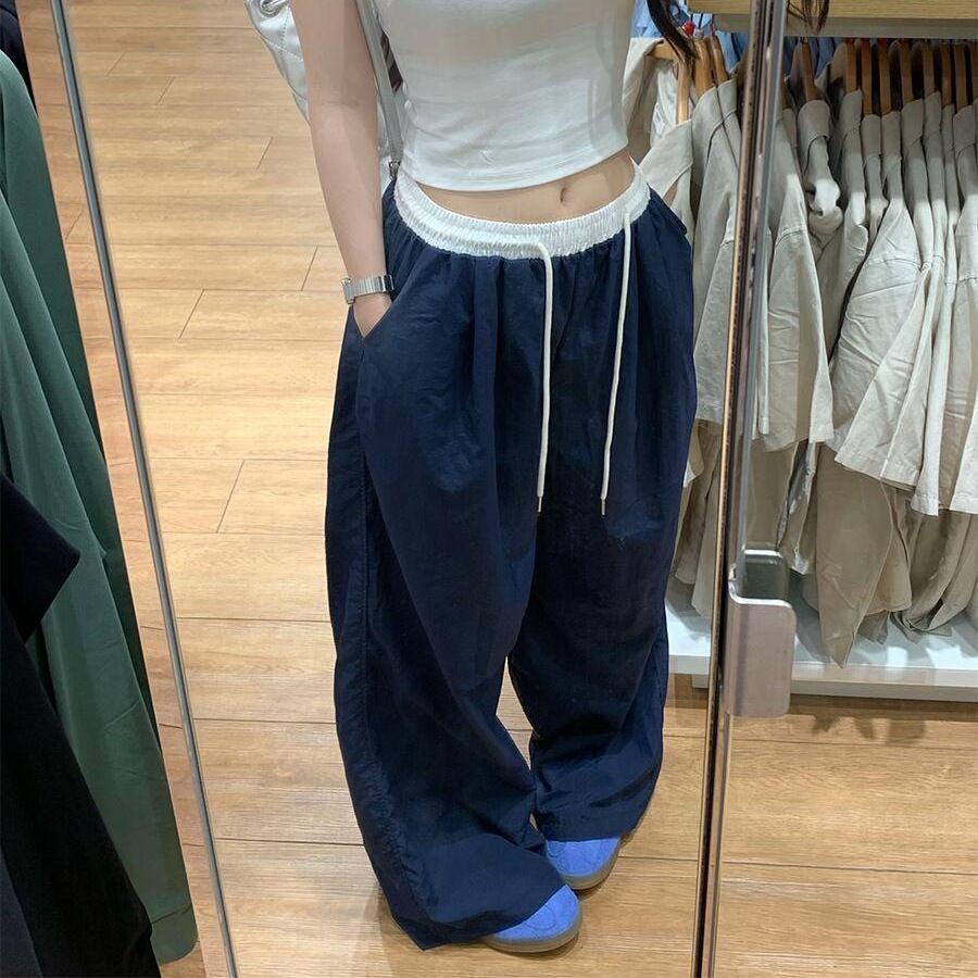 

Women s High Waist Color Block Wide Leg Lounge Pants 2025: Casual, Versatile, Loose-Fit Straight Leg Trousers. 2XL