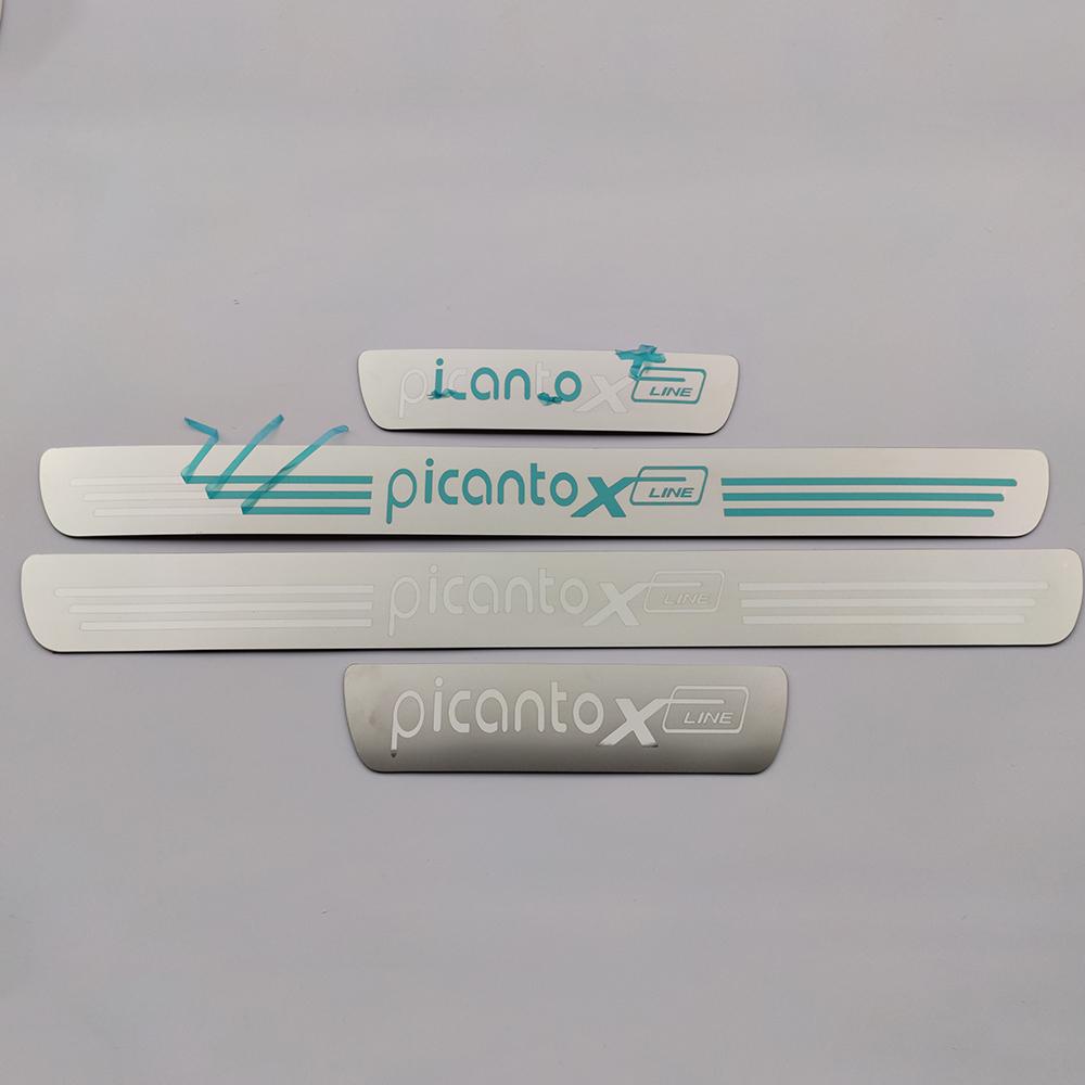 Auto Styling Car Sticker Steel Accessories For Kia Picanto Gtline Xline Gt X Line Door Sill Strip Pedal Cover Guard Scuff