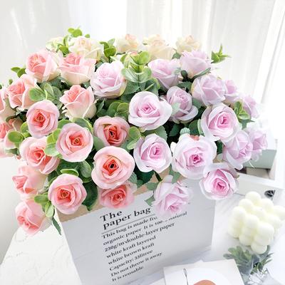 10 Head Artificial Flowers Eucalyptus Rose Bouquet Wedding Home Decorative Flowers Wedding Gardening Arrangements