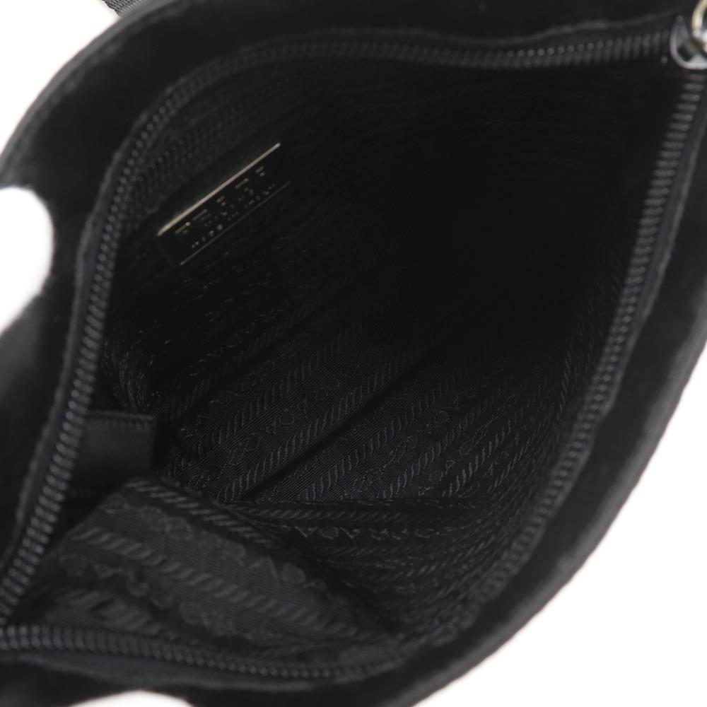 PRADA Pochette Shoulder Bag B7879 NERO black Satin Women Used