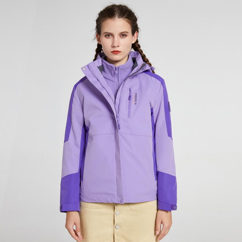 

Женская куртка для осени и зимы, уличная, три в одном, съемный двухкомпонентный комплект, плюс бархатная утолщенная ветрозащитная и водонепроницаемая куртка M