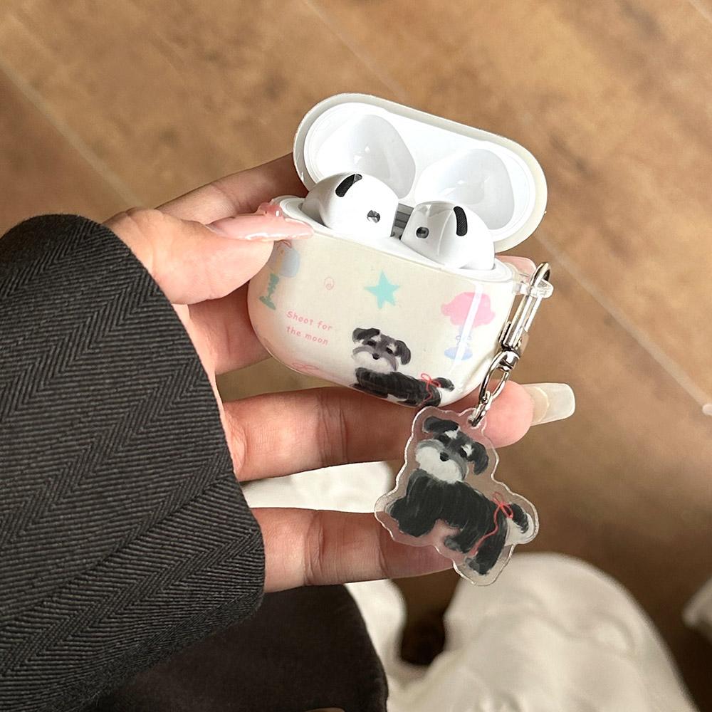 Illustration Cartoon Puppy Pendant Soft TPU Protection Case for AirPods 1 or 2 3 4 Pro 2 Shockproof Earphone Cover
