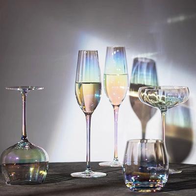 Colorful Pearl Crystal Glass Wine Set Banquet Cocktail Glass Champagne Glass Bar KTV Red Wine Cup Juice Cup Household Water Cup