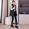 New European and American Diamond-shaped Down Cotton Vest for Women, Medium-length Loose Hooded Vest for Outer Wear