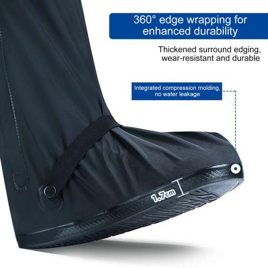 1 Pair Waterproof Shoe Covers, Reusable Rain Boot Shoe Cover with Side Zipper, Reflector, Anti-Slip Shoe Protectors for Men Women