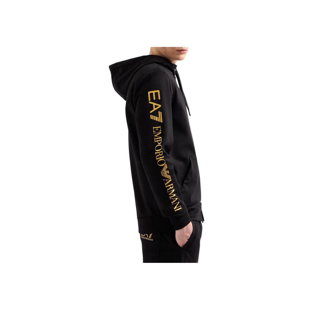 Emporio Armani EA7 Logo Hooded Cotton Zip-Up Long Sleeve Sweatshirt Men Sweatshirt Black 7M000568-AF13512-MC004