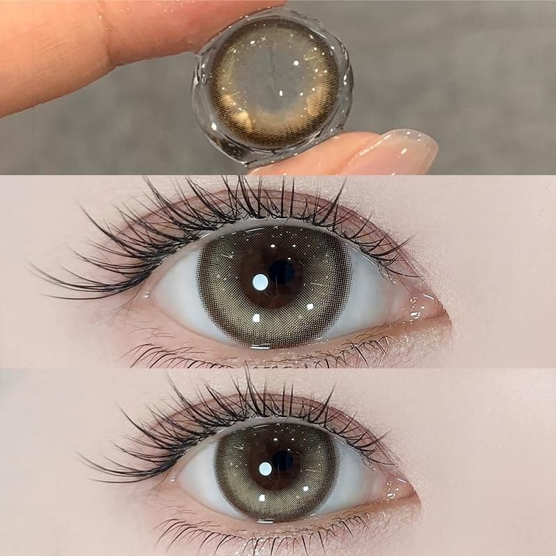 millcreek  2Pcs Contact Lenses with solution 14.5mm blue/brown Soft Contact Lens 1 year use