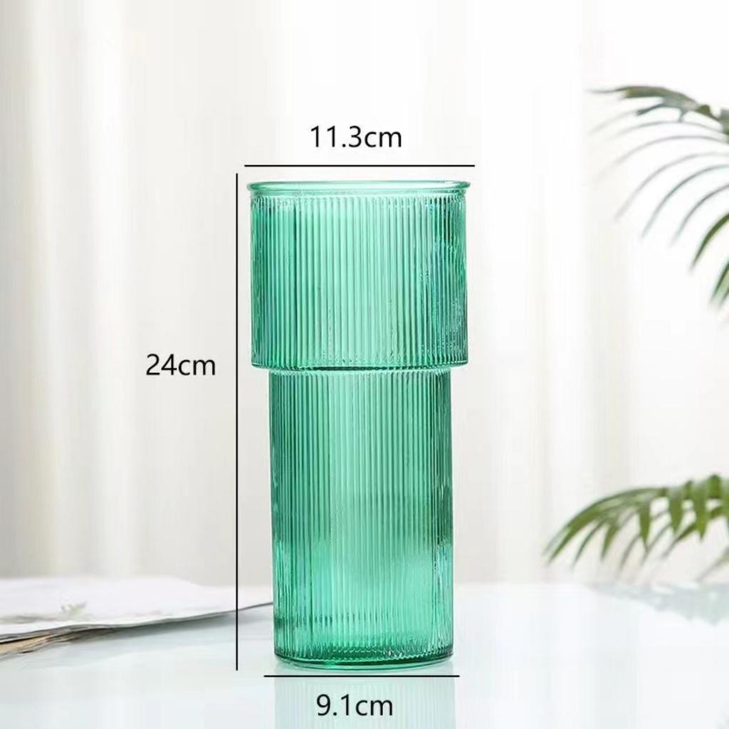 Clear Glass Vase, Ribbed Vase, Fluted Glass Vase, Flower Vase, Modern Vase For Centerpieces, Decorative Vase