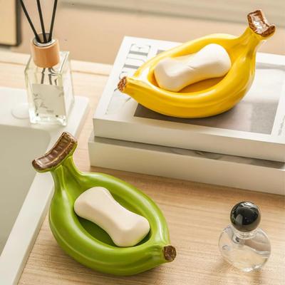 Banana Soap Box Ceramic Soap Dish Bathroom Shelf Drain Rack Storage Tray Jewelry Tray Soaps Rack Bathroom Supplies Organizer