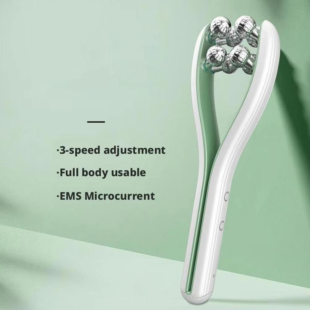 New Professional EMS Dual-Roller Facial Massager - Microcurrent Neck Firming Device with V-Lift Technology for Home Beauty Care