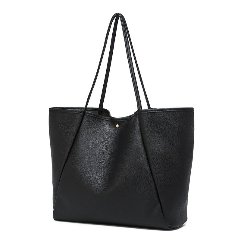 Fashion Tote Bag Retro Minimalist Design Solid Color Casual Handbag Large Capacity Versatile Women'S Shoulder Bag