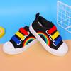 Sapatos de lona infantis na primavera e no verão, sola macia, sapatos casuais baixos, antiderrapantes, desenho animado, arco-íris, sapatos para atividades ao ar livre