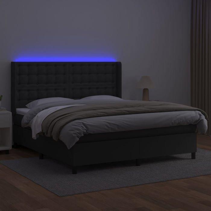VidaXL Sommier à Lattes de Lit avec Matelas et LED, Lit Rembourré, Lit Double, Lit Adulte de Chambre à Coucher Intérieur, 3139397