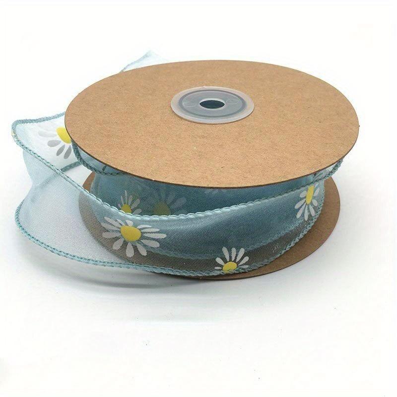 DIY Trim Ribbon for Bows 10 Yard Cake Gift-wrapped Bow Hand-decorated 9m*4cm Floral Edge Wave Ribbon Yarn Daisy Ribbon
