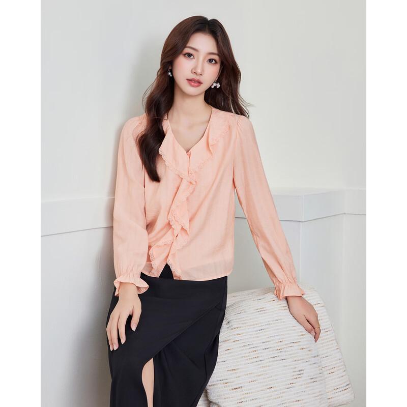 IEF Autumn Ruffled Long-Sleeve Commuter Blouse
