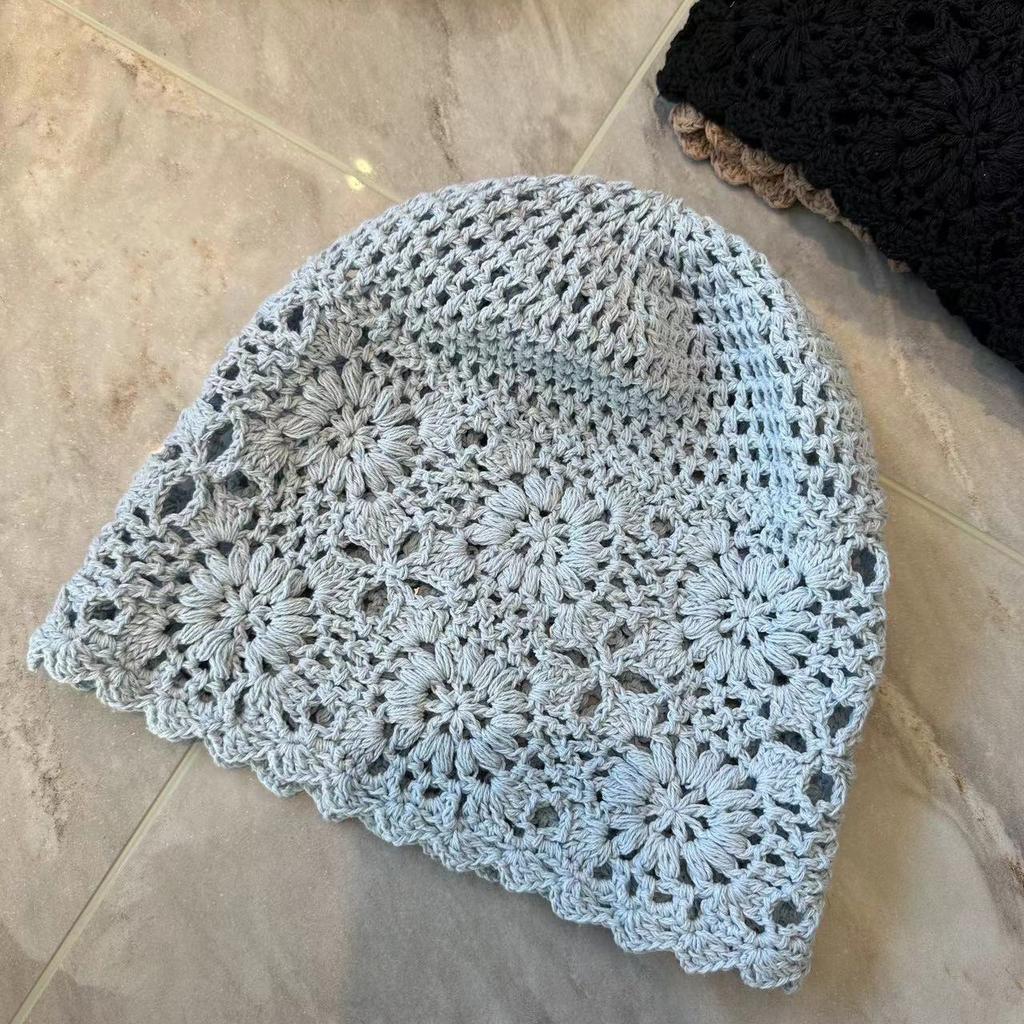 Exquisite Headscarf, Hat, Female, Hollowed Out, Spring and Summer, Thin Design, Artistic, Small Face, Woven Hat, Pile Hat