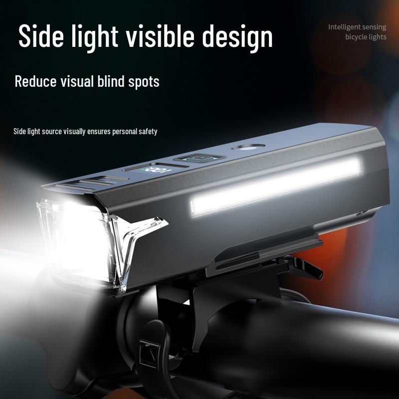 High-Brightness Induction Bike Headlight with TYPE-C Charging & Power Display for Night Riding