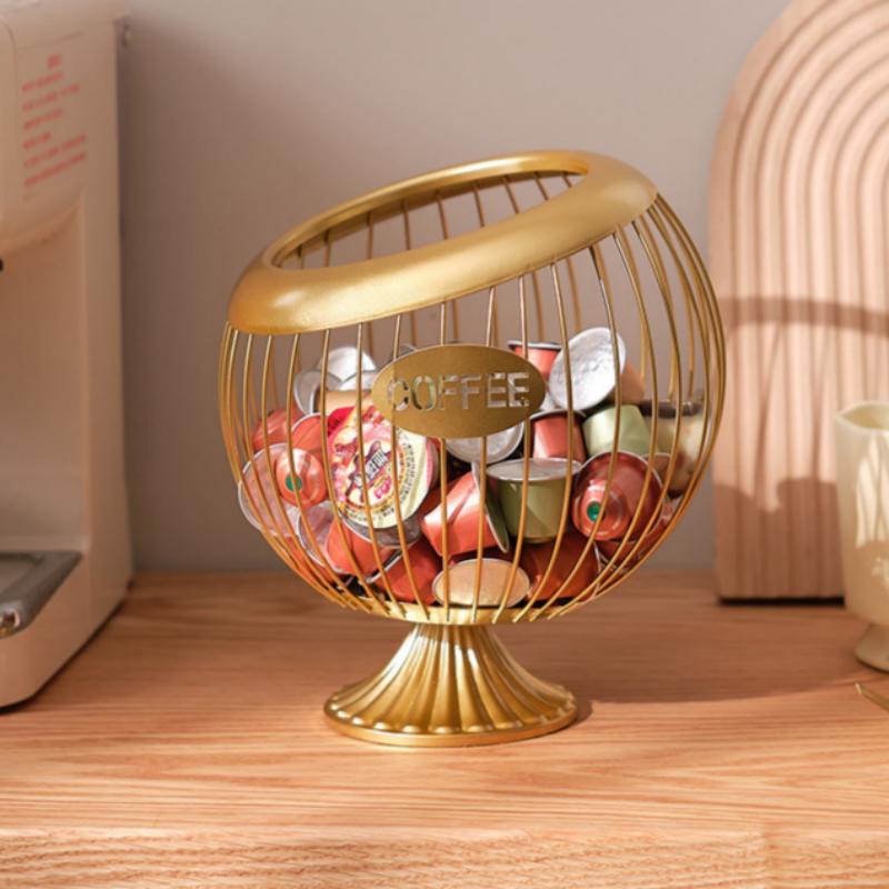 1Pcs Iron Coffee Capsule Holder Fruit Snack Storage Rack Multifunctional Hollow Coffee Pod Storage Rack Suitable For Home Cafes