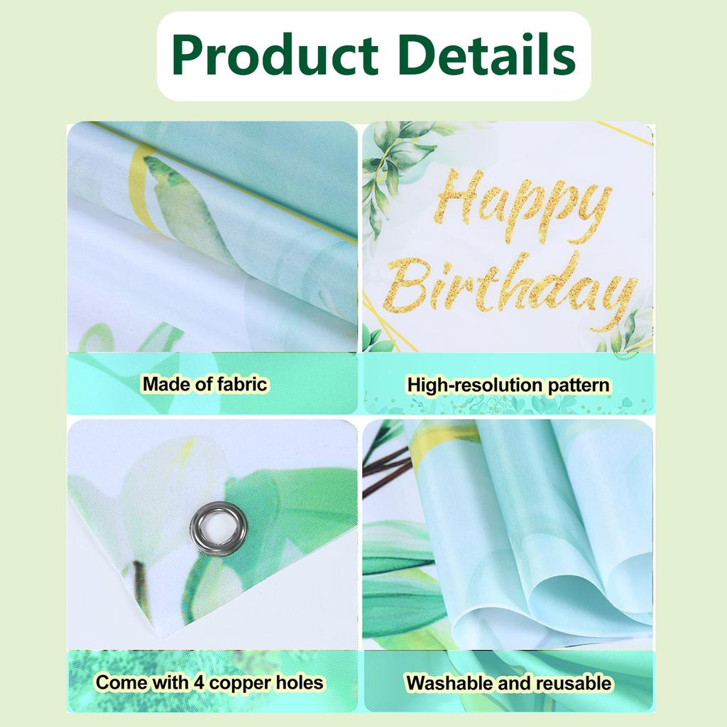 Folhas de Eucalipto Verde Aniversário Poliéster Fundo Decoração de Festa de Aniversário Infantil Casamento Suprimentos para Festa de Aniversário Chá de Bebê