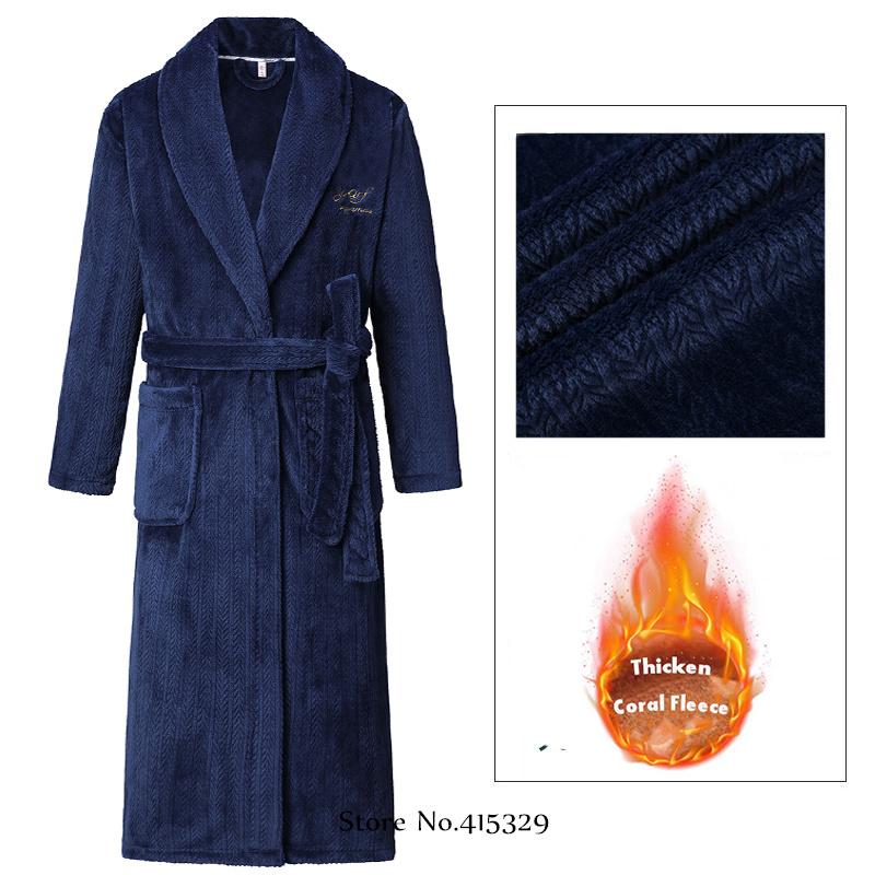 Coral Velvet Bathrobe Shower Kimono Robe Winter New Men's Home Wear Loose Thickened Pajamas