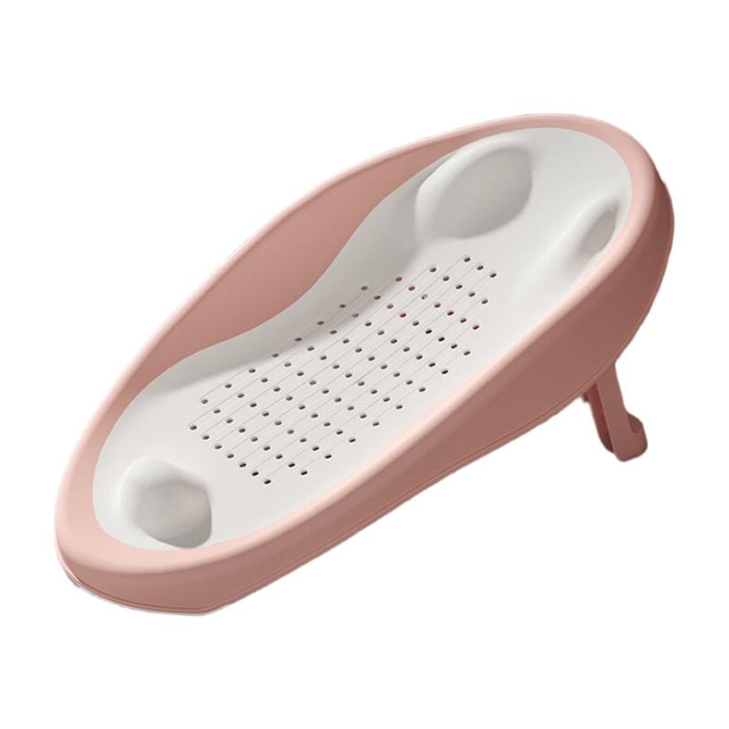 

Багатофункціональна портативна дитяча ванночка, душова підставка з отвором для зливу, підтримувач для душу малюка для комфорту під час купання рожевий