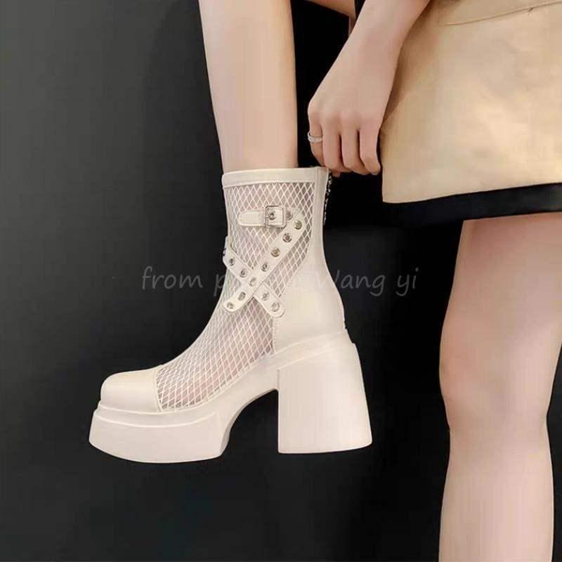 Damen Vielseitige Ausgeschnittene Mesh Martin Stiefel: Atmungsaktive Frühling/Sommer Knöchelriemen Sandalen 2025
