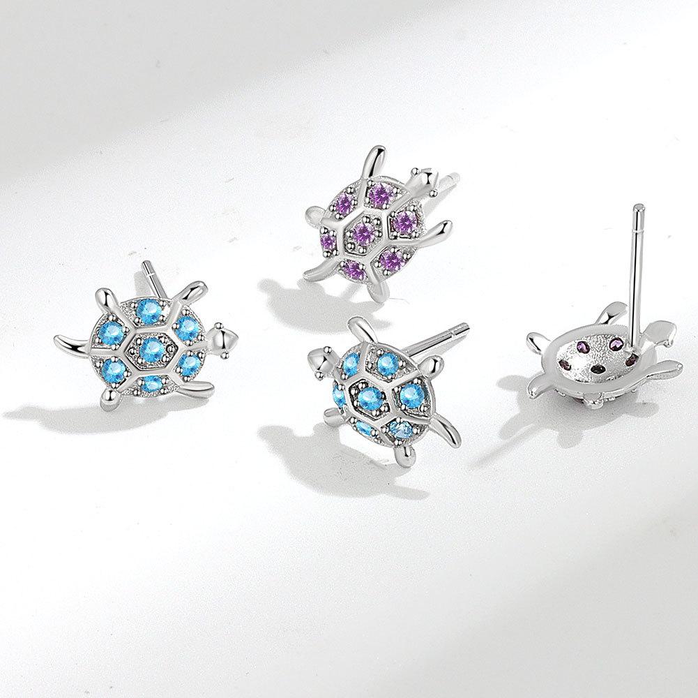 Minimalist Personalized Small Turtle Zircon Stud Earrings Unisex Fashion Animal Shape Ear Jewelry For Men And Women