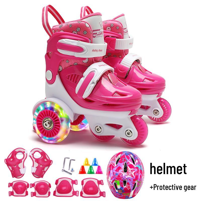 Custom Kids' Beginner Inline Roller Skates with Flashing Double Row Wheels